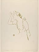 Paula Brébion (from Le Café Concert series) Brush lithograph printed in light olive-green on wove paper, 1893, Metropolitan Museum of Art