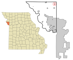 Location of Edgerton, Missouri