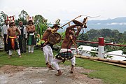 A Caci war dance from Manggarai, East Nusa Tenggara taking place commemorating independence day