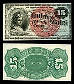 Fifteen-cent fourth-issue fractional note