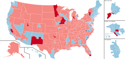 Color coded map of 2020 House of Representatives race results