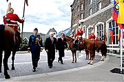Lord Strathcona's Horse are authorized to wear brass helmets with red and white plumes