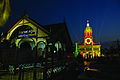 Santa Cruz Church and pier in night time