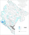 Bevölkerungsanteil der Serben in Montenegro nach den Volkszählungen 1961, 1971, 1981, 1991 und 2003 (Animation)
