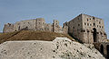 Wall towers and square gate tower at the Citadel of Aleppo.