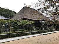 Entsuji Temple, featuring a statue of Zen master Ryokan.