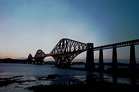 The Forth Bridge with its three double cantilevers.
