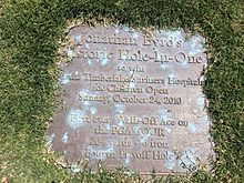Plaque commemorating Jonathan Byrd's sudden-death playoff win at the Justin Timberlake Shriners Hospitals for Children Open on October 24, 2010