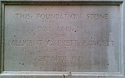Foundation stone, Millicent Fawcett Hall, Westminster