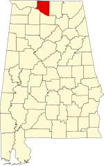 Map of Alabama highlighting Limestone County