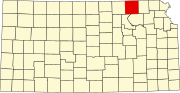 Map of Kansas highlighting Marshall County