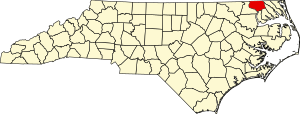 Map of North Carolina highlighting Gates County