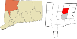 Winchester's location within the Northwest Hills Planning Region and the state of Connecticut