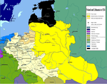 Map of Poland and Lithuania around 1526, with visible Polish–Lithuanian border