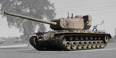 An experimental American T29 heavy tank of 1945 with grousers to widen the track