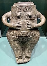 The Goddess from Vidra, by the Gumelnița–Karanovo culture, c. 4700-3950 BC, ceramic, Bucharest Municipal Museum