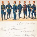 German-inspired dunkelblau uniforms, and a French-inspired Zouave uniform