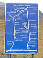 Road sign showing locations along the Vatnsdalsvegur, which loops south of Route 1