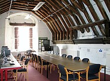 Interior of a building with a vaulted roof