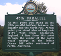 New Hampshire historical marker (number 115) for the 45th parallel