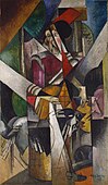 Albert Gleizes, 1914, Woman with animals (La dame aux bêtes) Madame Raymond Duchamp-Villon, oil on canvas, 196.4 × 114.1 cm, Peggy Guggenheim Collection, Venice