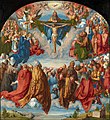 Image 16The Adoration of the Trinity by Albrecht Dürer (1511) From top to bottom: Holy Spirit (dove), God the Father and Christ on the cross (from Trinity)