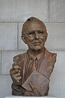 Bust of Alvin Saunders Johnson created by Wesley Wofford in 2014 for the Nebraska Hall of Fame.