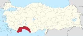 Location of the province within Turkey