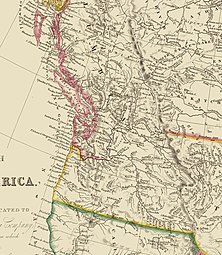 An 1844 British map showing the Columbia River as the boundary