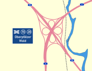 Übersichtskarte Autobahnkreuz Oberpfälzer Wald