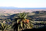 Blick von Campiglia über die Cornia-Ebene zum Golf von Follonica