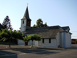 Church and village square in the center of the town