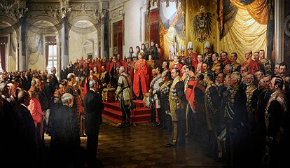 Emperor Wilhelm II opening the Reichstag in the White Hall of the Berlin Palace, 1888 (painting by Anton von Werner, 1893)