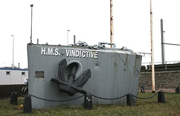 HMS Vindictive memorial in Ostend at its original location