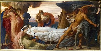 Leighton, Hercules Wrestling with Death for the Body of Alcestis, 1871, Wadsworth Atheneum