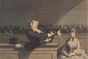 Counsel for the Defense (c. 1862-1865), pen, ink, charcoal, crayon, & watercolor. image: 20.7 x 30 cm. National Gallery of Art, Washington D. C.