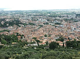 A hillside view of the town