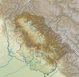 Location of Dal lake within Jammu and Kashmir, India