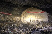 Künstlerische Darstellung des Baus der Metro Pjöngjang unter Anleitung von Kim Il-sung im Metro-Museum Pjöngjang