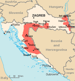 The self-declared Republic of Serbian Krajina in 1991