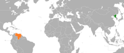 Map indicating locations of North Korea and Venezuela