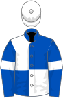Royal blue and white (quartered), royal blue sleeves, white armlets, white cap