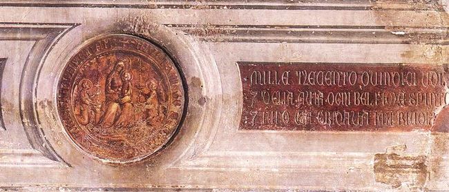 Detail of a fresco by Simone Martini based on a seal made by Guccio di Mannaia in 1298
