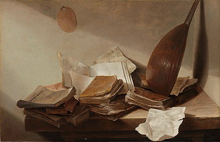 Still life with books and a violin, 1628, Rijksmuseum, Amsterdam.