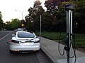 Tesla Model S being Charged at a ChargePoint station.
