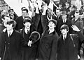 The Beatles arriving at John F. Kennedy Airport