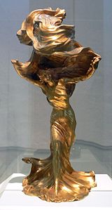 Table Lamp by François-Raoul Larche in gilt bronze, with the dancer Loïe Fuller as model (1901)