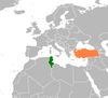 Location map for Tunisia and Turkey.