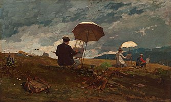 Winslow Homer, oil, Artists Sketching in the White Mountains, 1868, Portland Museum of Art
