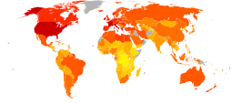 Map of dietary energy availability per person per day in 2001–2003 (kcal/person/day)[1]